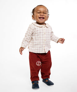 Jefferson Baby Shirt in Pomegranate Plaid