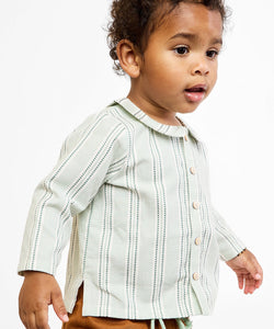 Jefferson Baby Shirt in Sage Chevron Stripe