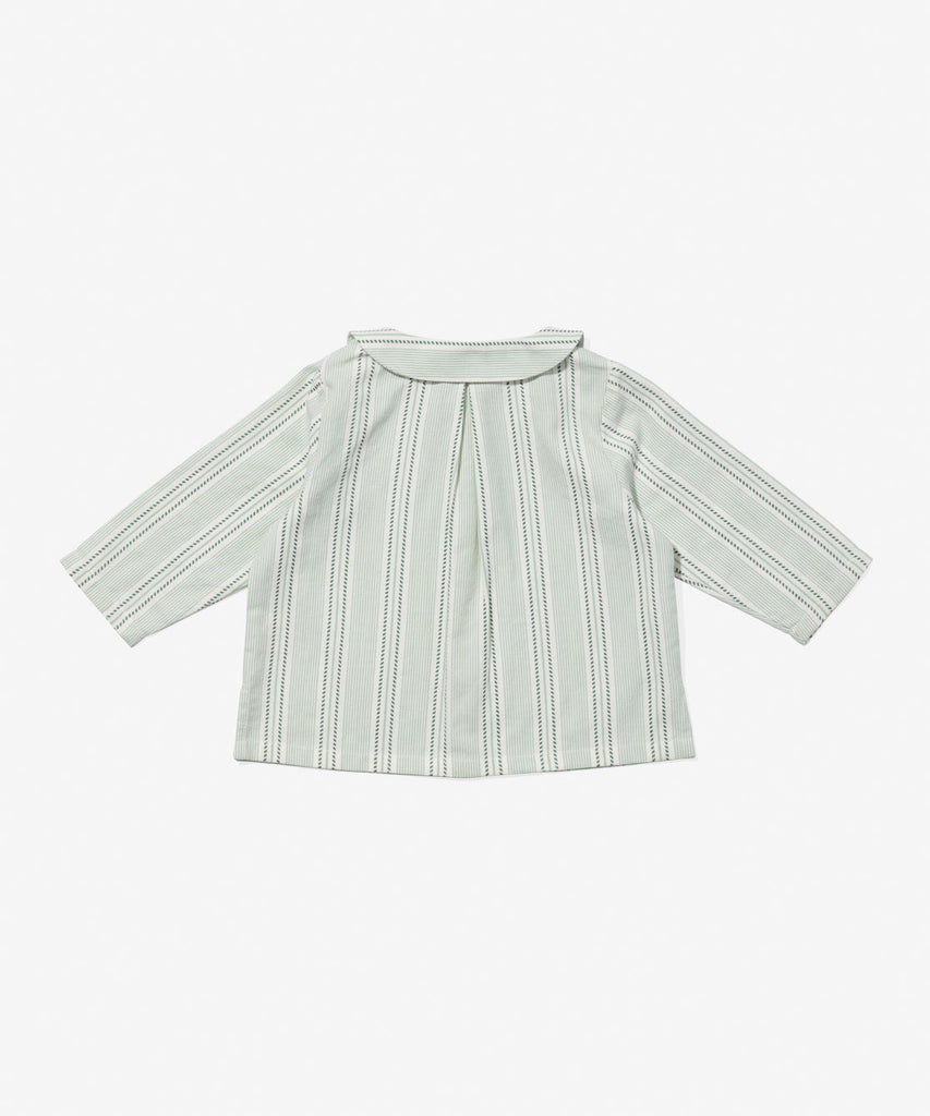 Jefferson Baby Shirt in Sage Chevron Stripe