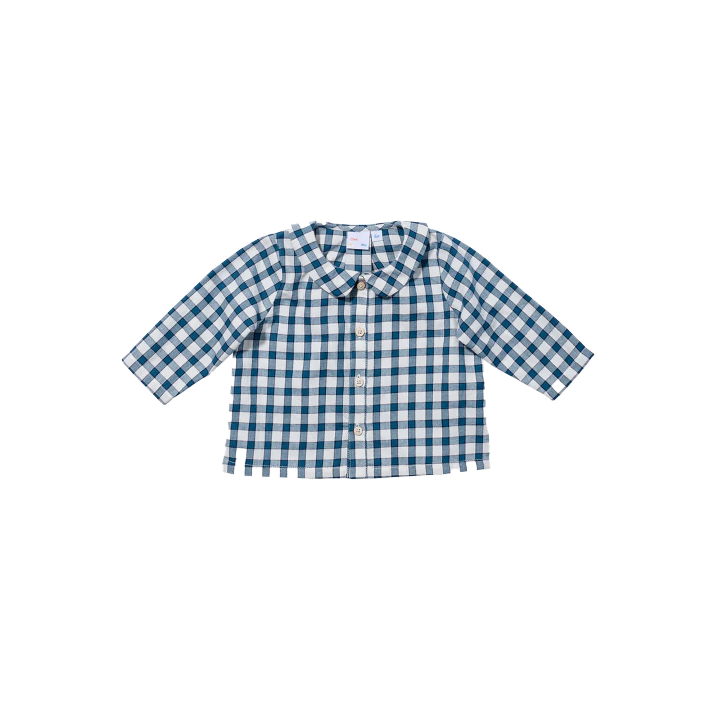 Jefferson Baby Shirt in Blue Picnic Check