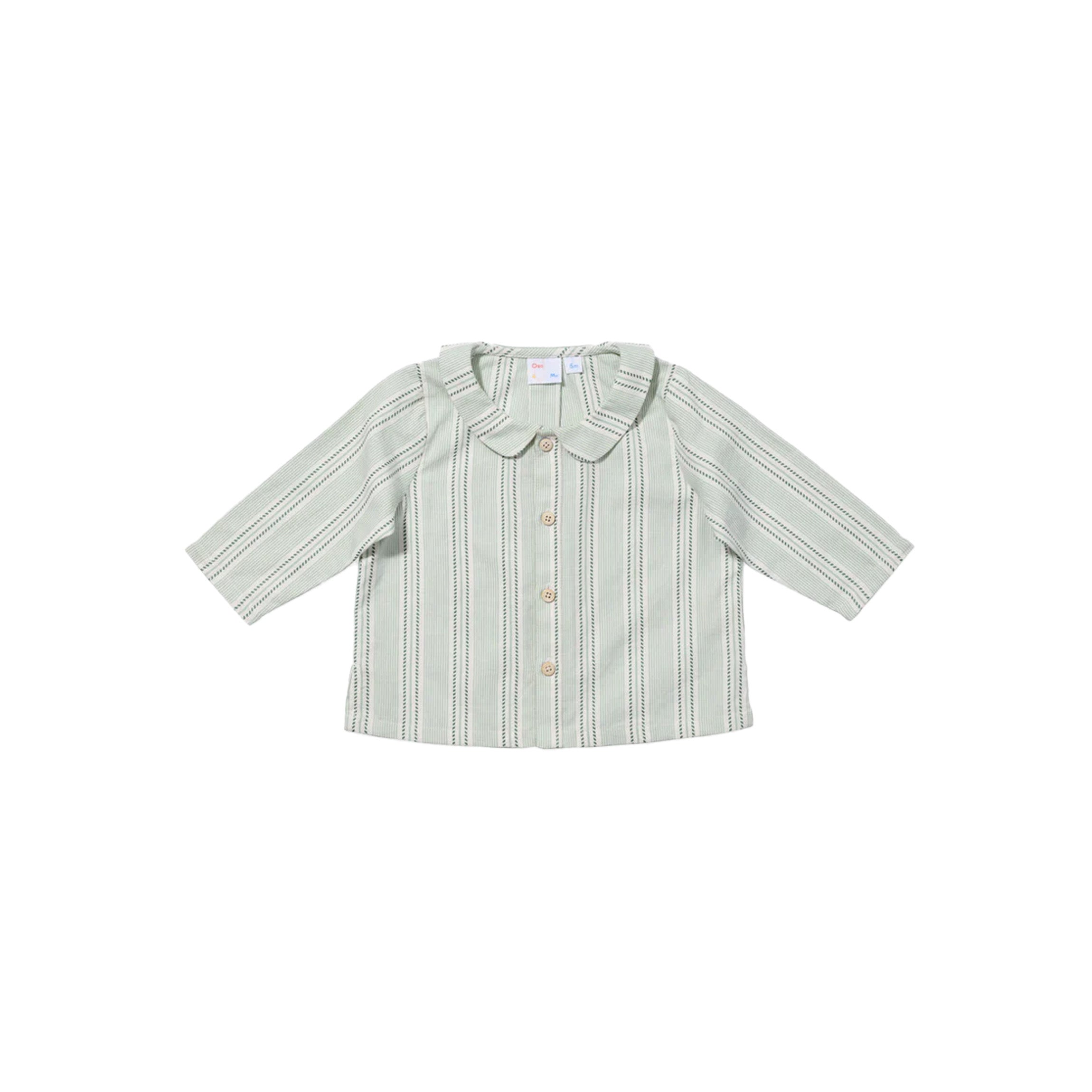Jefferson Baby Shirt in Sage Chevron Stripe