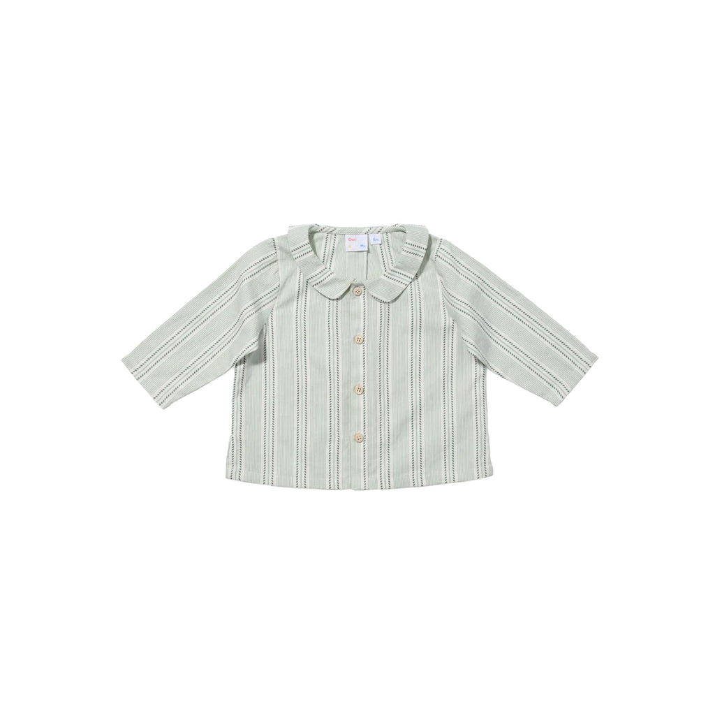 Jefferson Baby Shirt in Sage Chevron Stripe