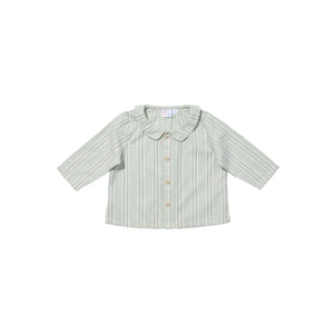 Jefferson Baby Shirt in Sage Chevron Stripe