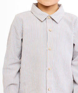 Jeffie Shirt in Indigo Linen Stripe