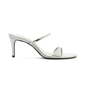 Jessica Mid Mule Metallic Sandal in Prata
