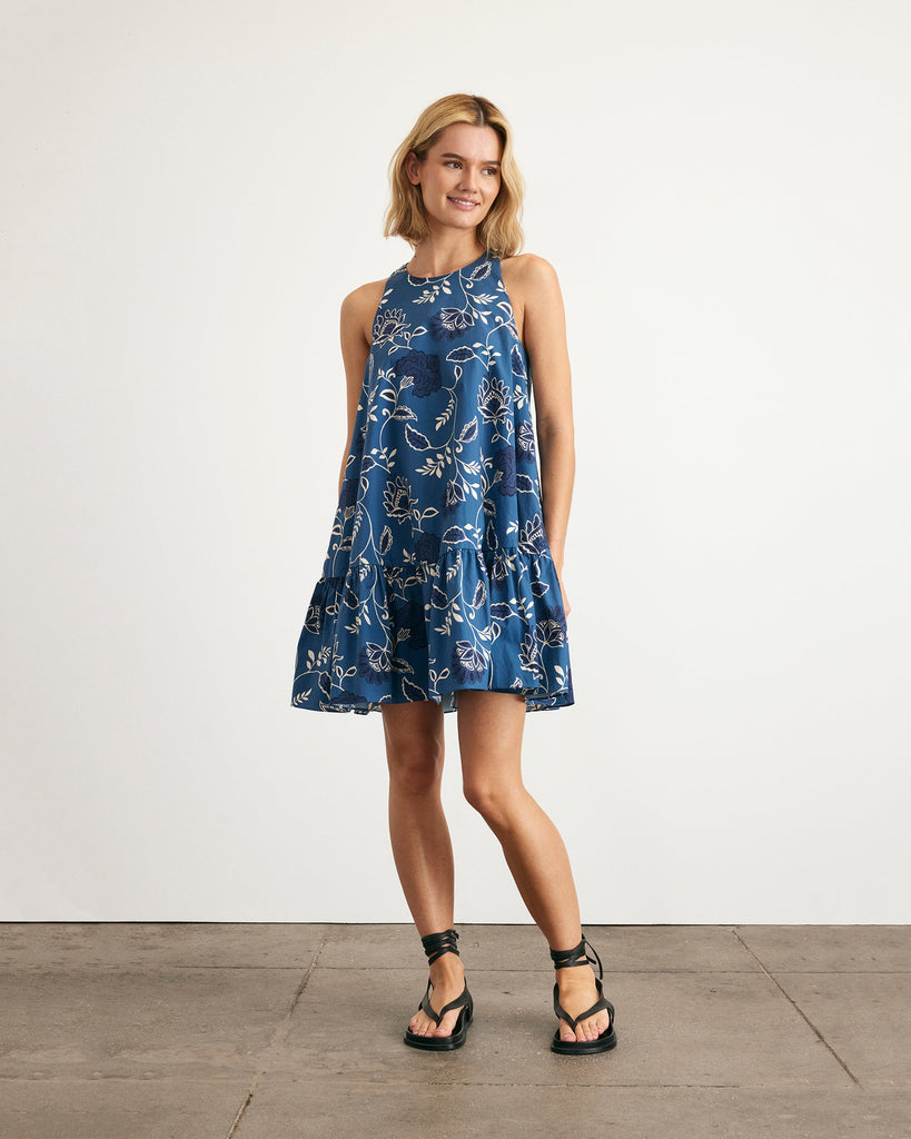 Jessie Dress in French Blue & Cream
