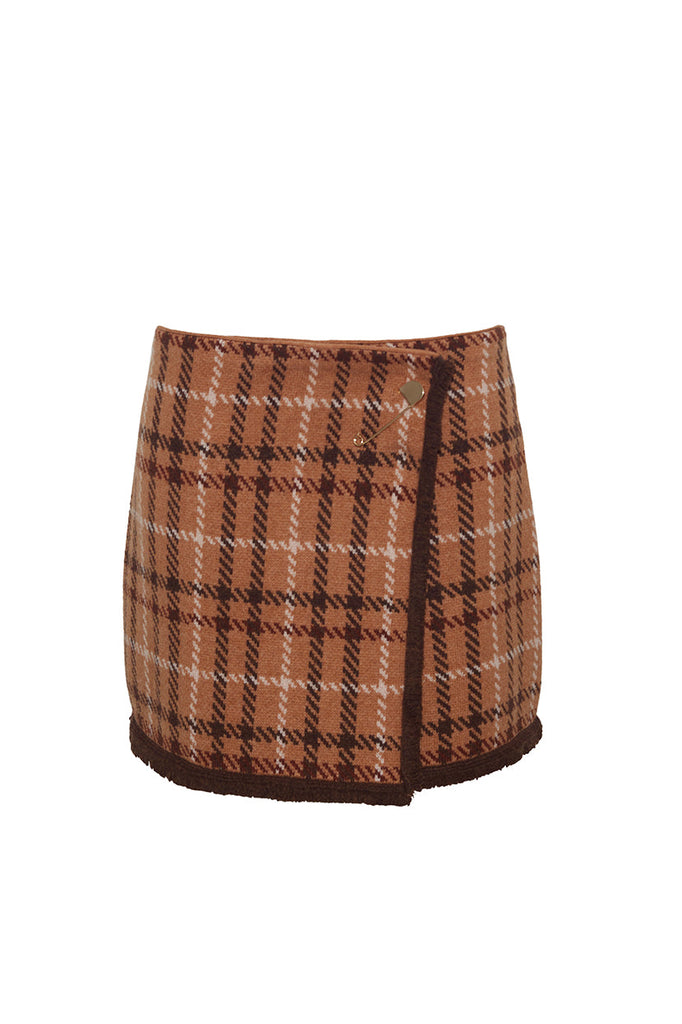 Jodi Mini Skirt in Camel Check