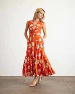 Julia Dress in Tomato, Cream, & Mocha
