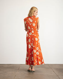 Julia Dress in Tomato, Cream, & Mocha