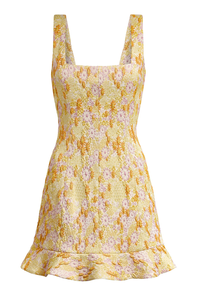 Kira Daisy Stretch Brocade Mini Dress