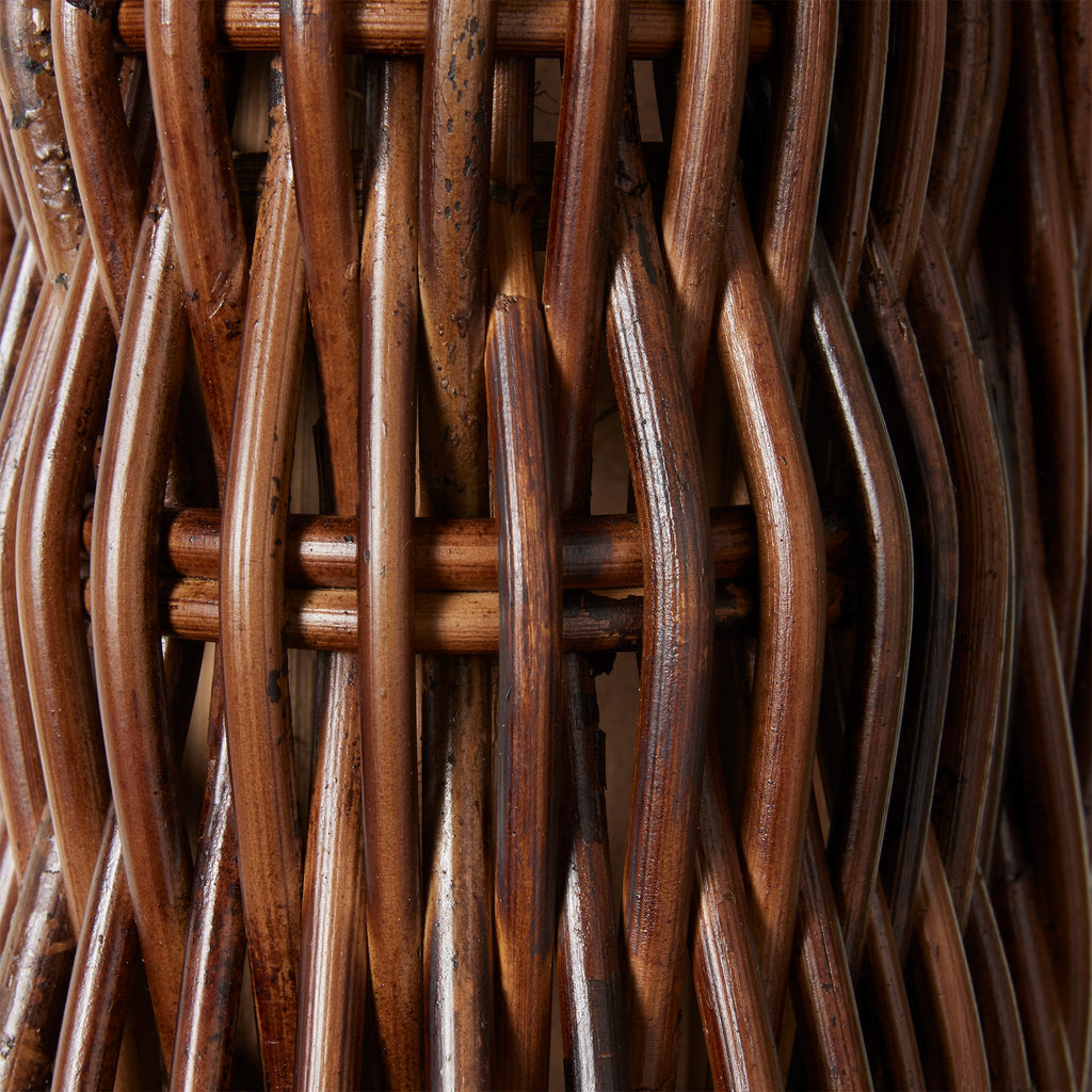 detail of braided rattan mirror frame