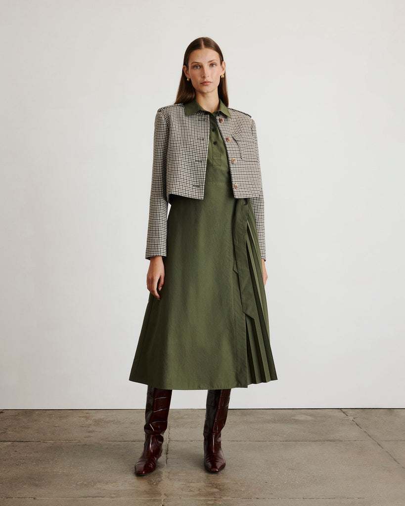 Kerrin Jacket in Dark Khaki & Maritime Blue Multi