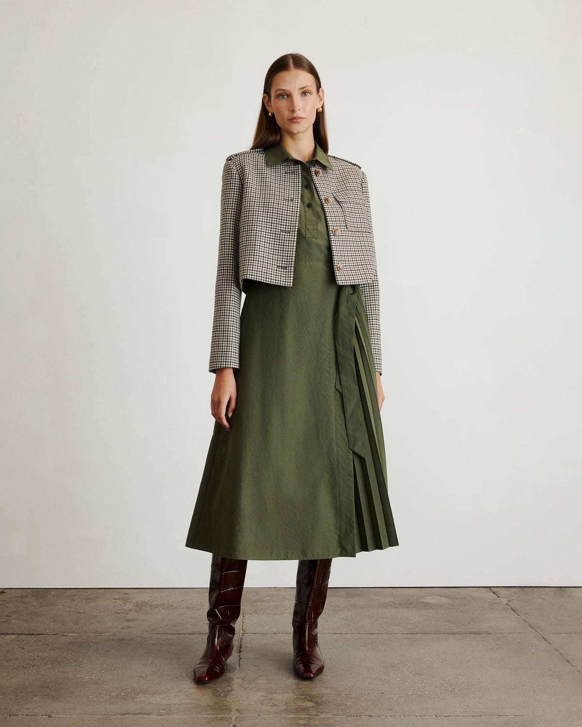 Kerrin Jacket in Dark Khaki & Maritime Blue Multi