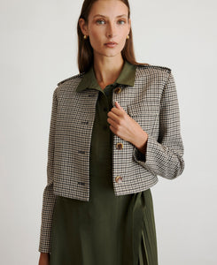 Kerrin Jacket in Dark Khaki & Maritime Blue Multi