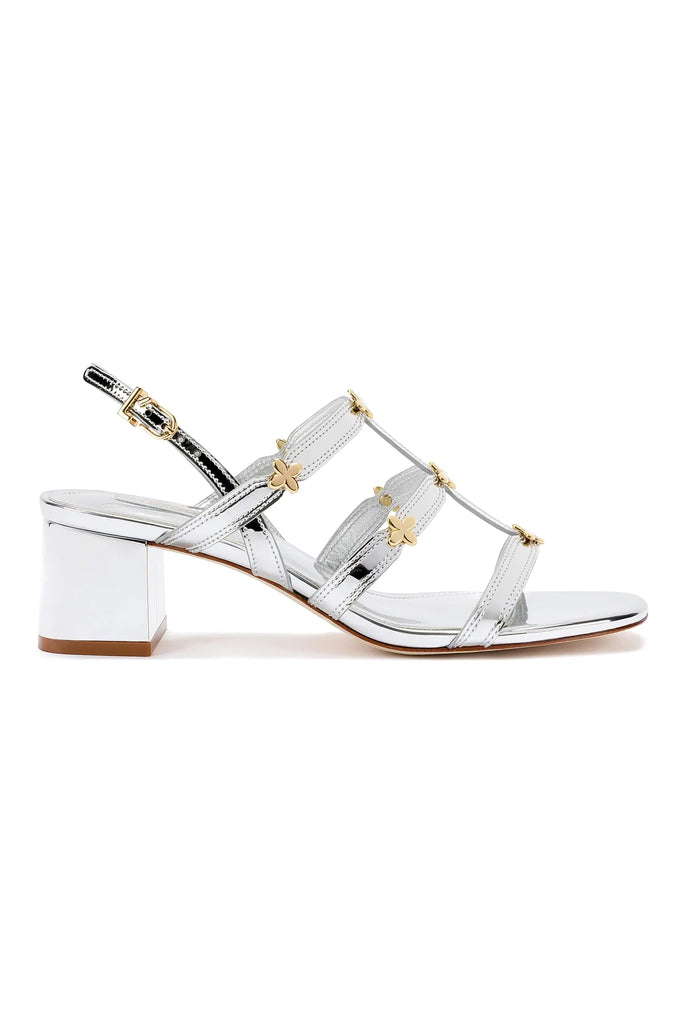 Harmony Block Sandal in Silver Specchio