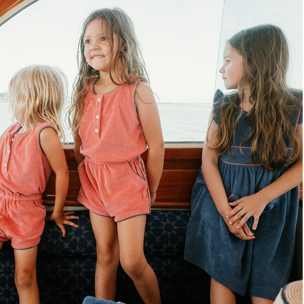Girl’s Newport Navy French Terry Pinafore Dress