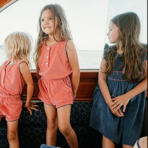 Girl’s Newport Navy French Terry Pinafore Dress