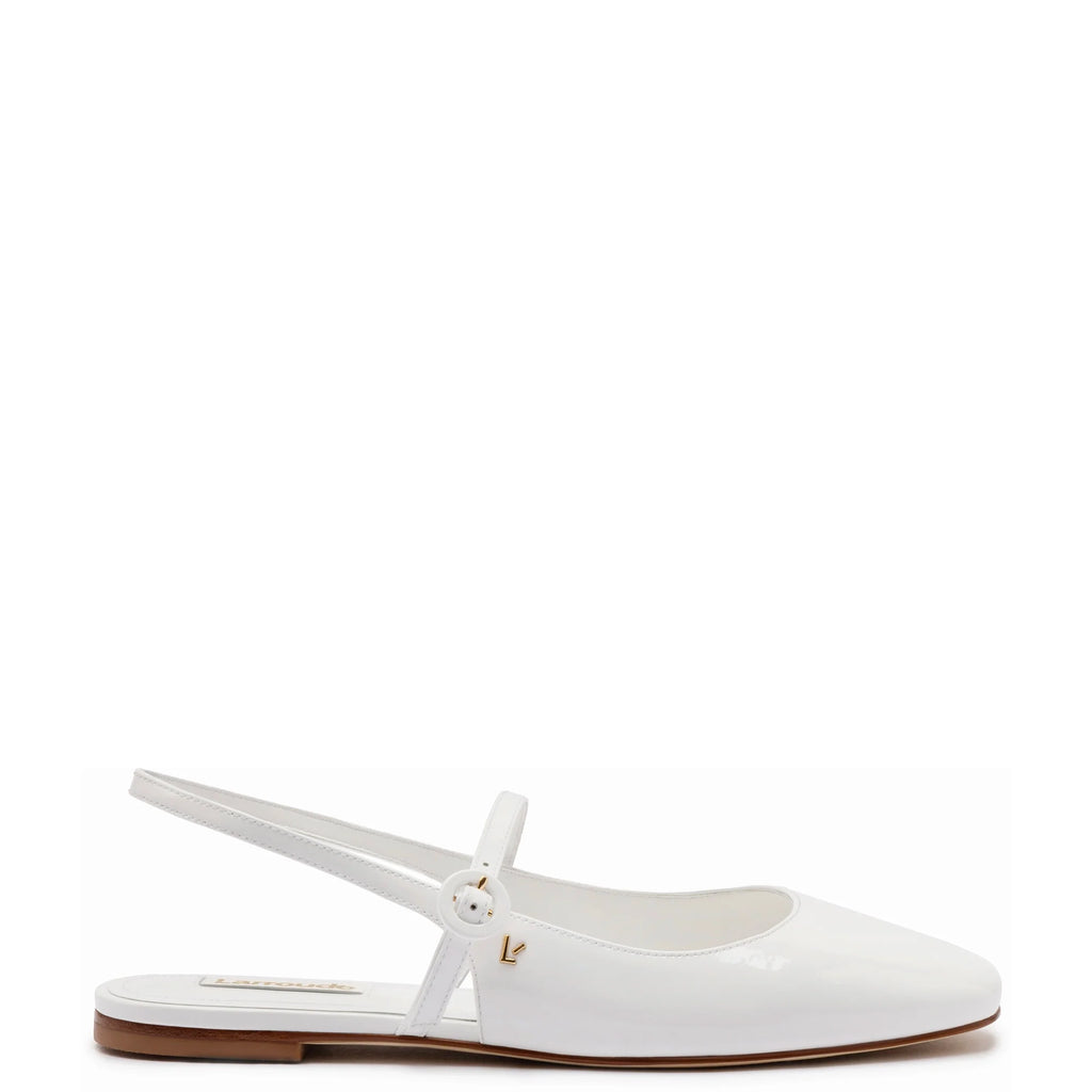 Georgina Ballet Flat in White Patent Leather