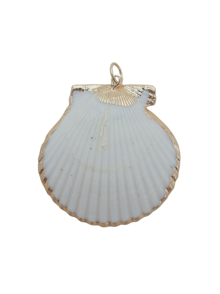 Large Scallop Shell Charm in White