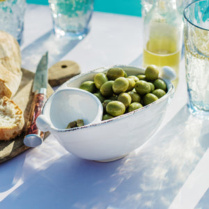 Lastra White Two-Part Olive Bowl