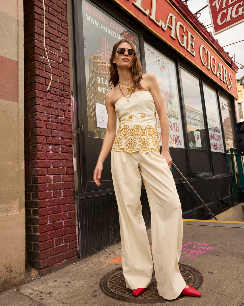 Leah Top in Ivory & Marigold