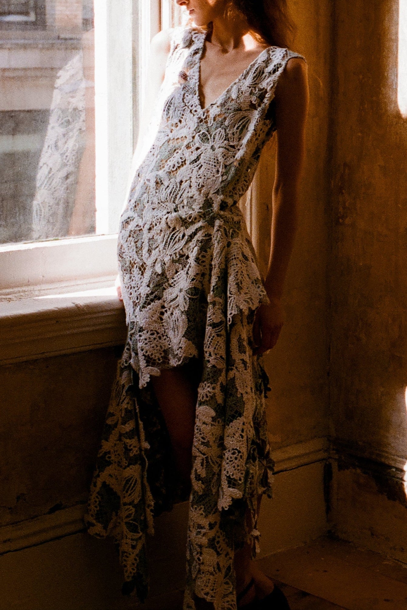 Evie Dress in Chenille & Mohair Lace