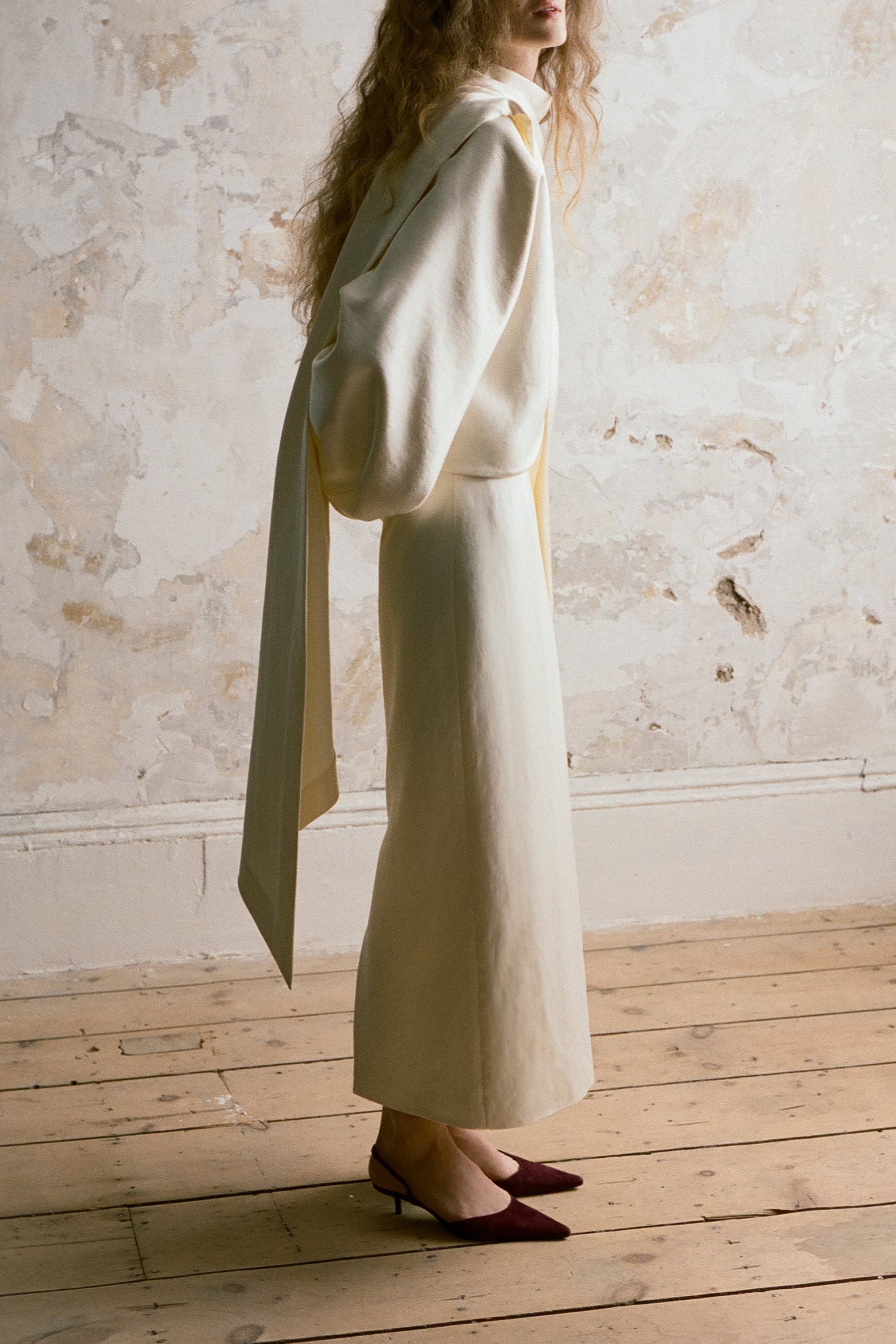 Amah Pencil Skirt in Fluid Satin