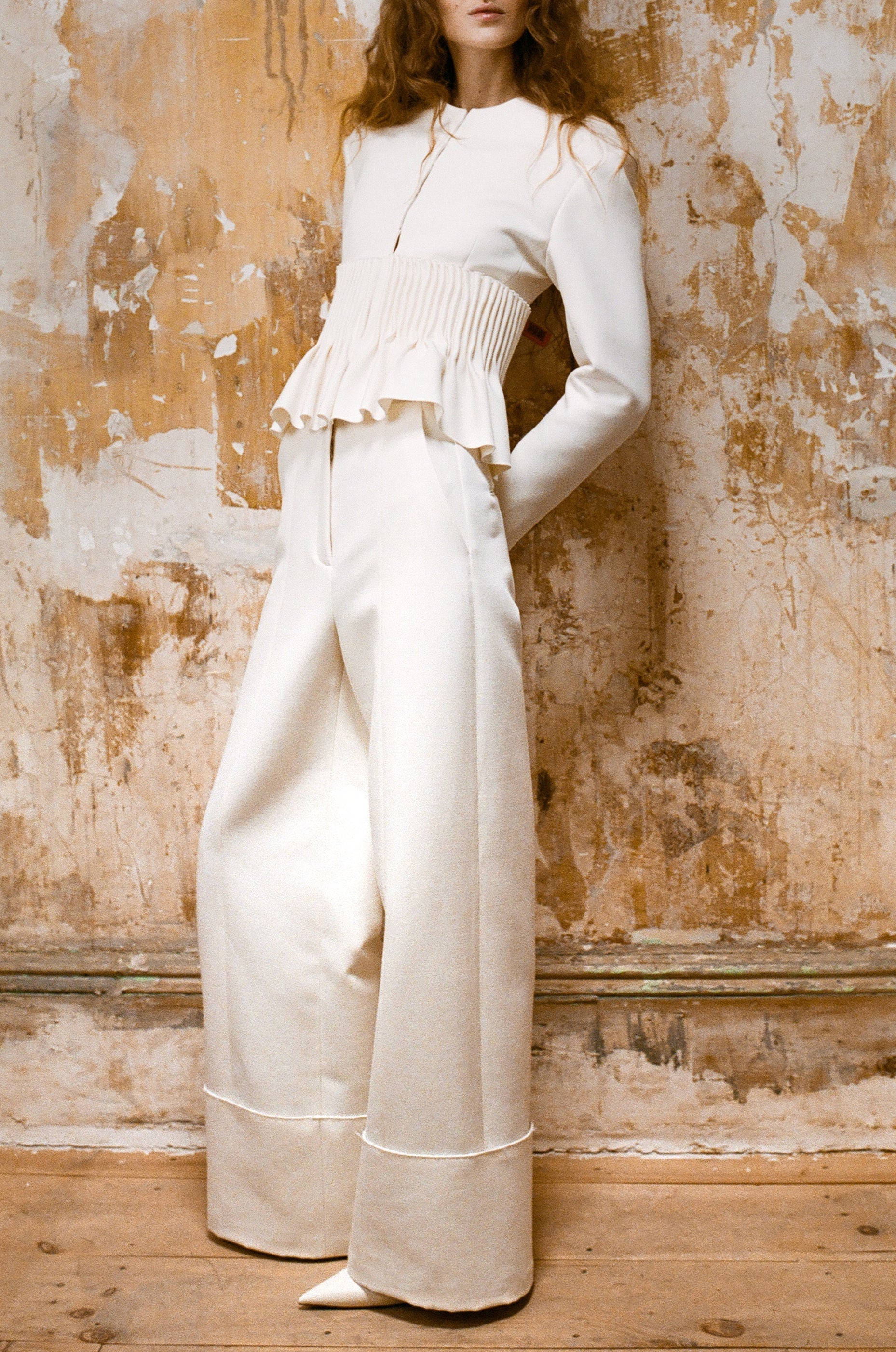 Jane Peplum Blazer in Wool & Cotton