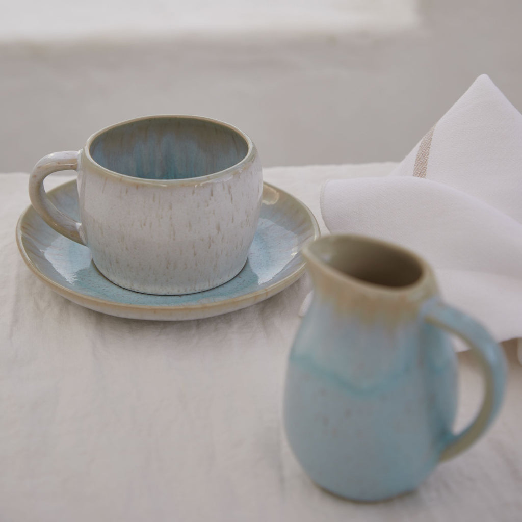 Eivissa Collection Coffee Cups & Saucers in Sea Blue, Set of 6