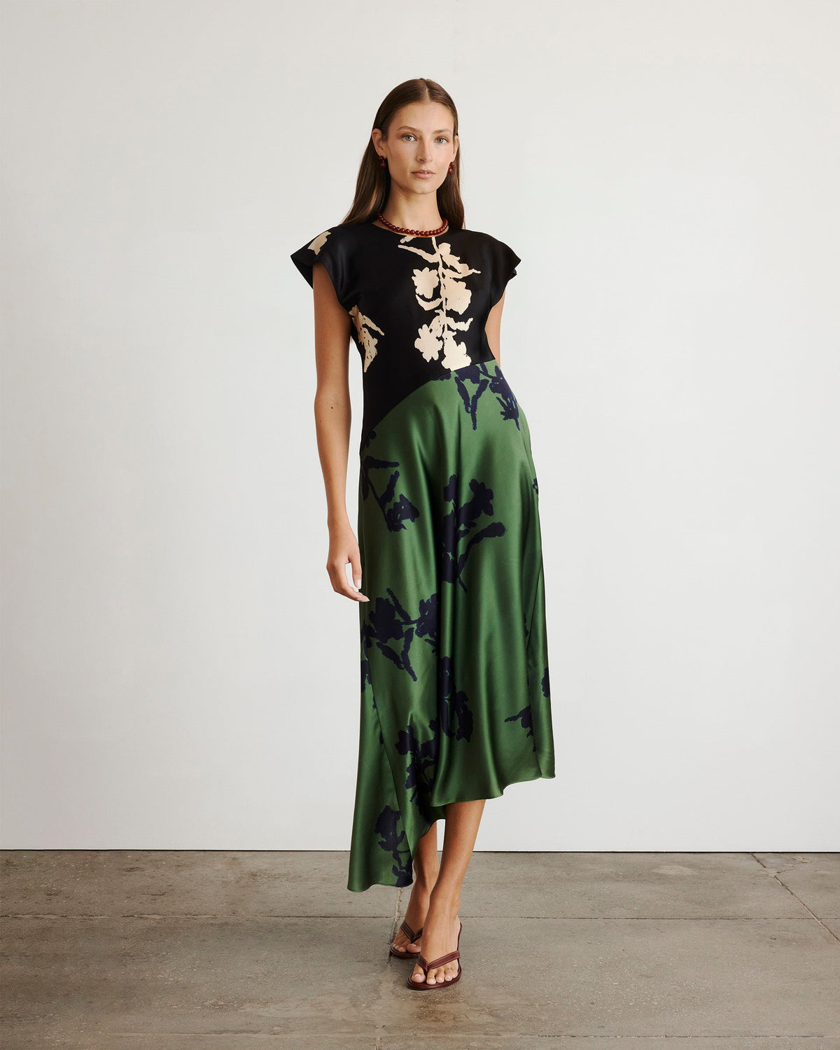 Violeta Dress in Dark Fig & Forest Green Multi