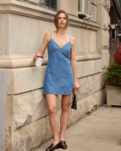 Short Hendrix Dress in Medium Indigo Blue