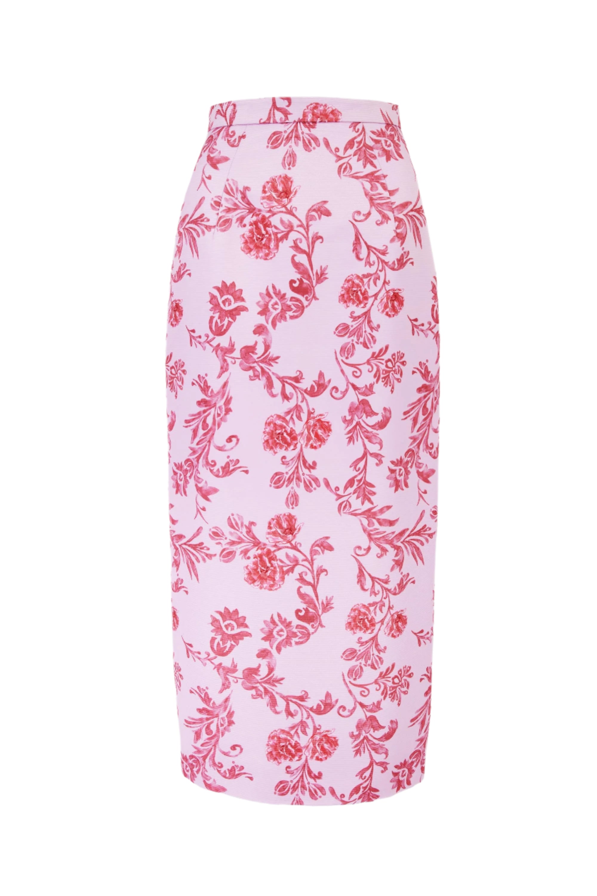 Lorelei Skirt In Pink Floral Damask Taffeta Faille front shot  | Emilia Wickstead