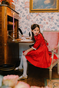 Luna Red Long Sleeve Smocked Dress