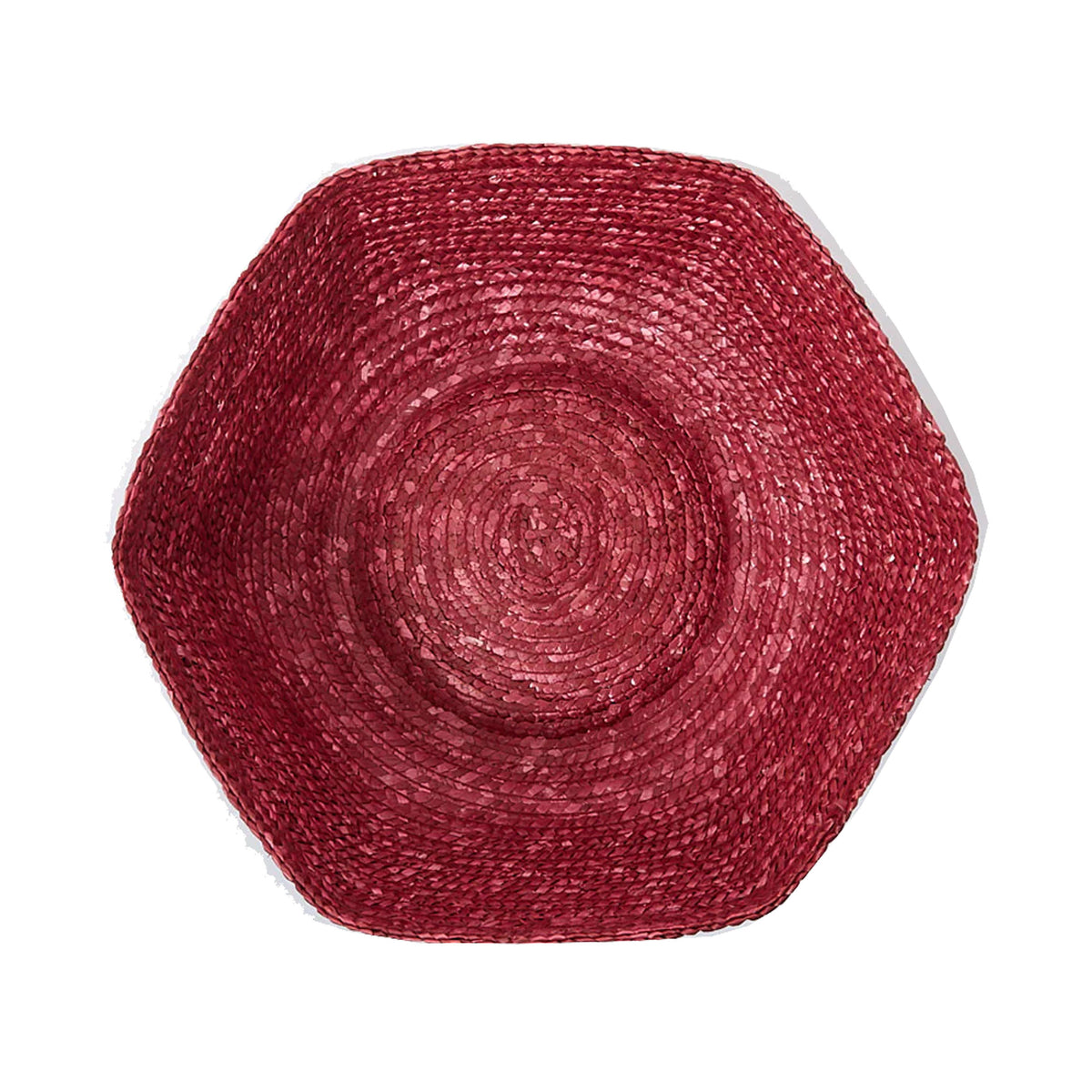 Large Hexagonal Raffia Basket in Deep Purple