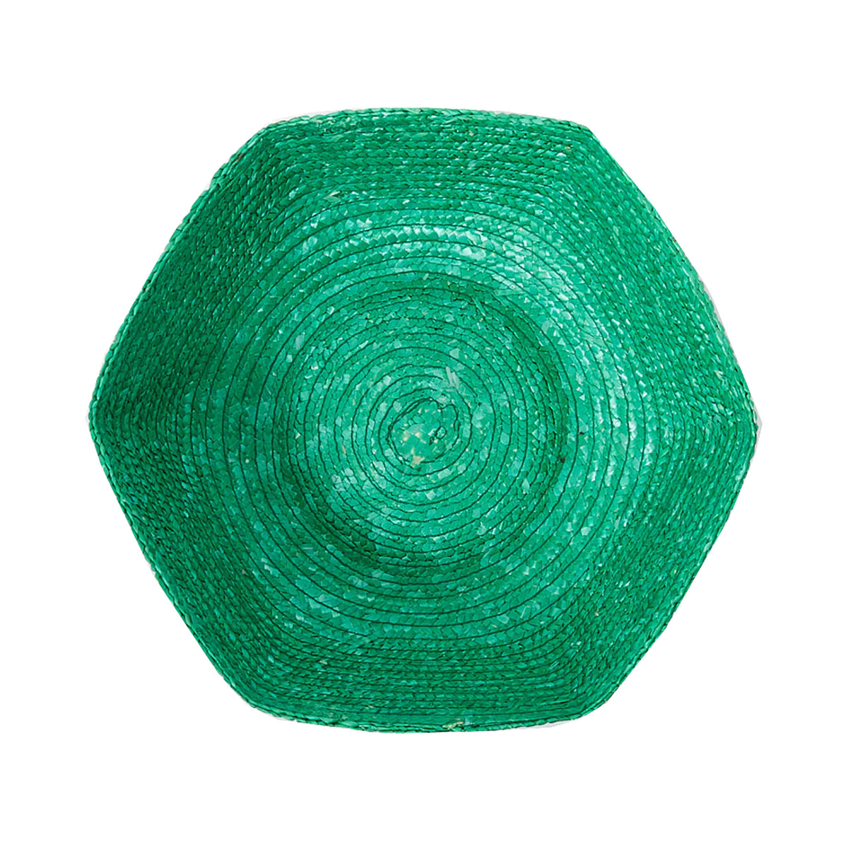 Large Hexagonal Raffia Basket in Green