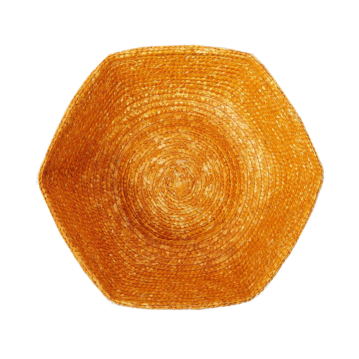 Large Hexagonal Raffia Basket in Yellow