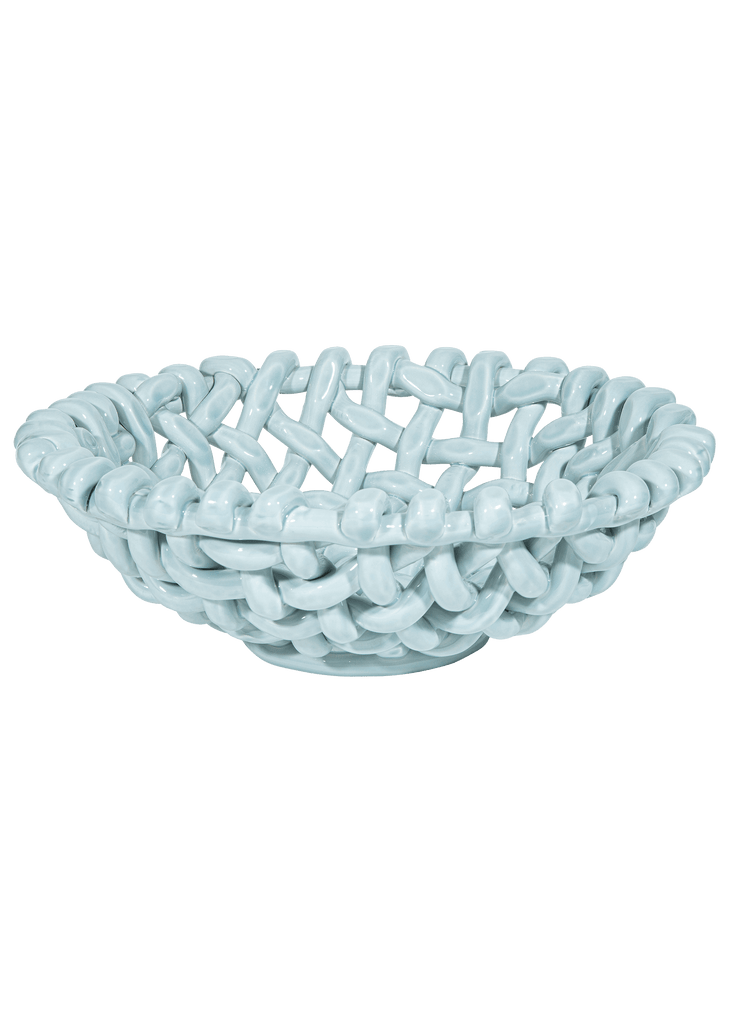 Large Sky Blue Basketweave Bowl