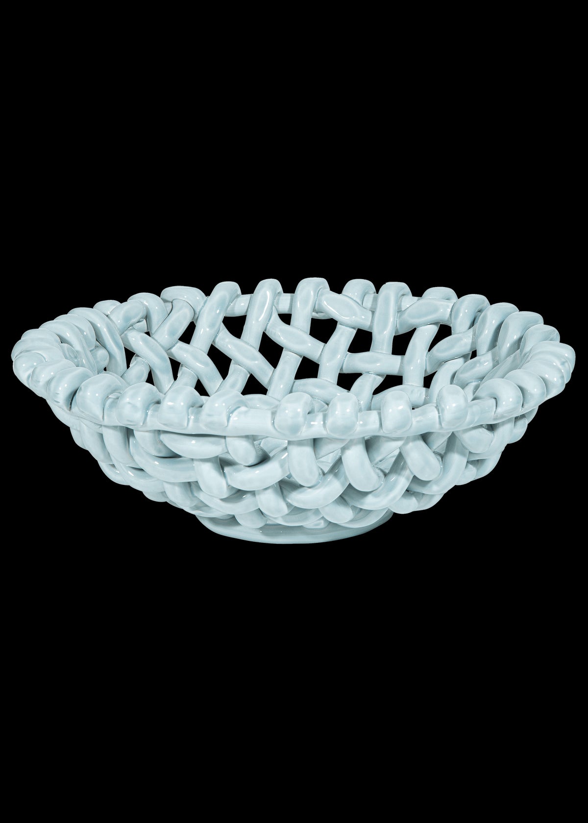 Large Sky Blue Basketweave Bowl