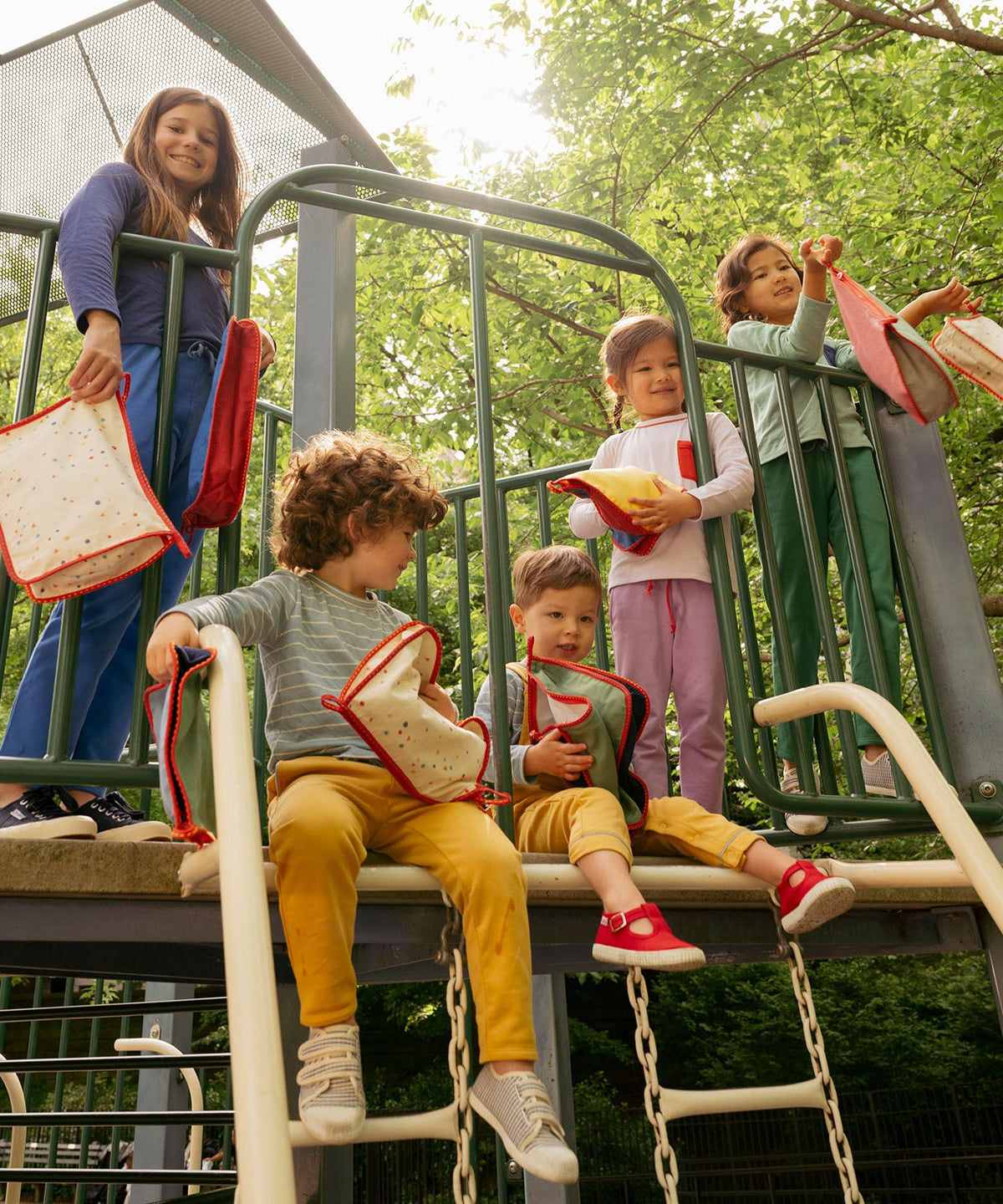 Large Zip Bag in Warm Color Block