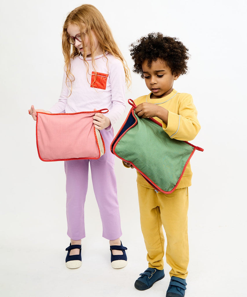 Large Zip Bag in Warm Color Block