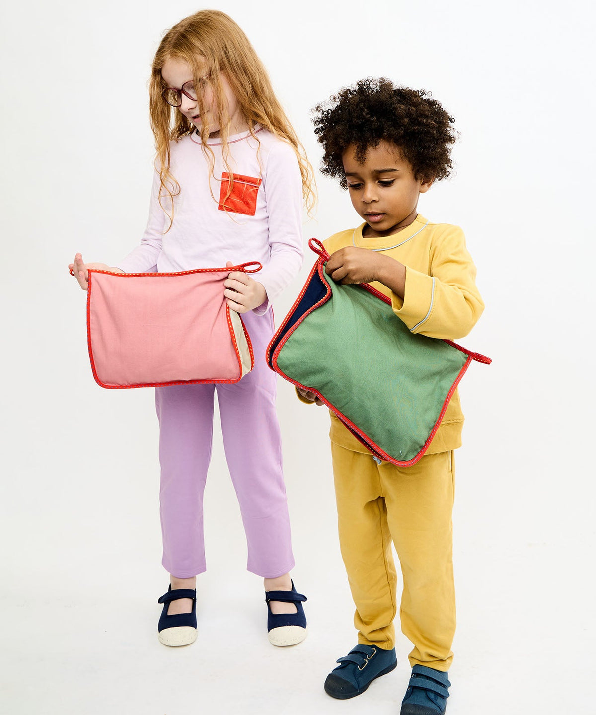 Large Zip Bag in Warm Color Block