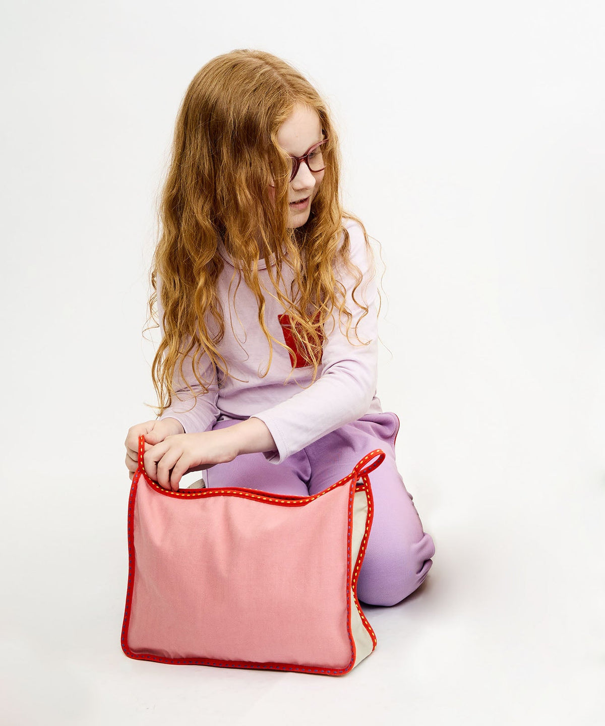 Large Zip Bag in Warm Color Block