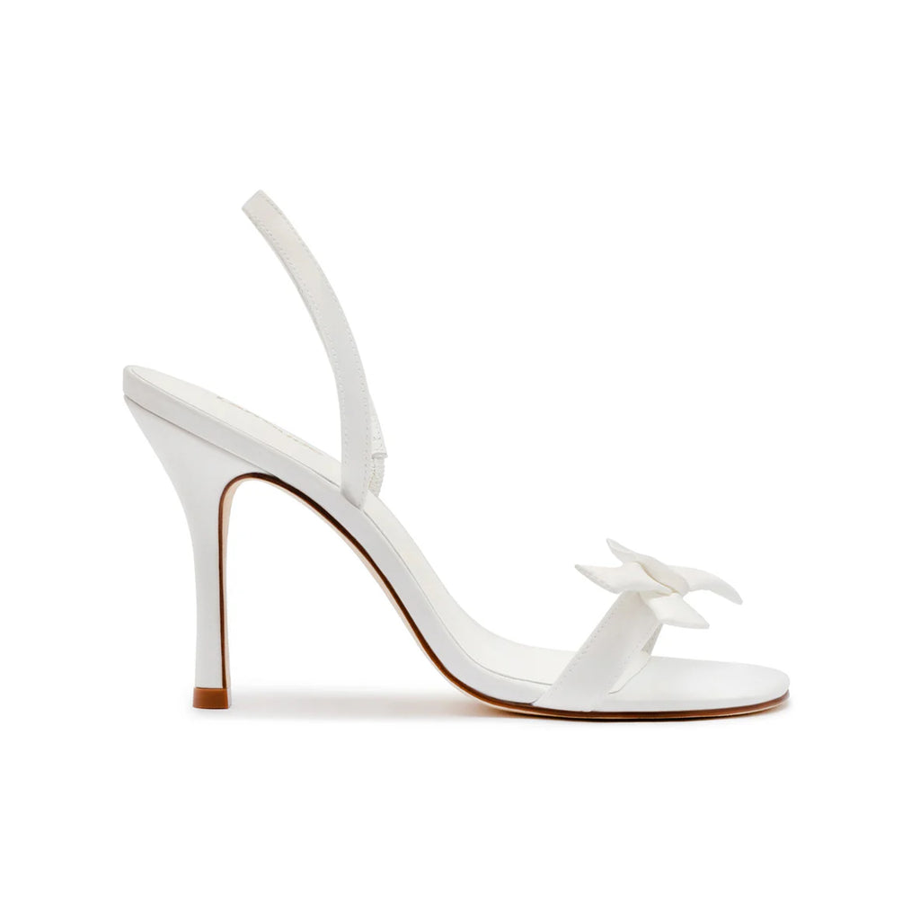 Larroudé x Markarian Bridal Sandal In White Satin