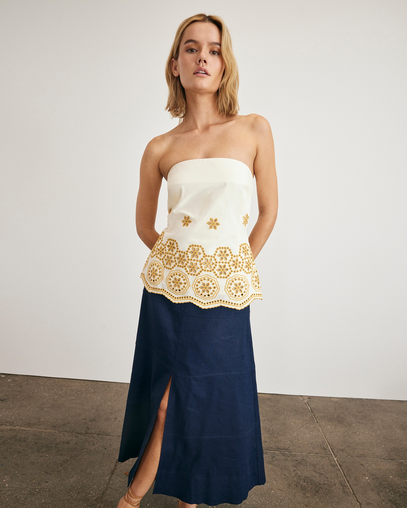 Leah Top in Ivory & Marigold
