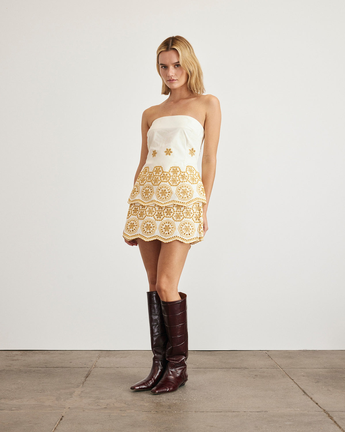 Leah Top in Ivory & Marigold