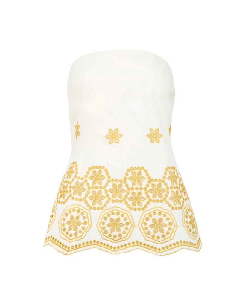 Leah Top in Ivory & Marigold
