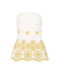 Leah Top in Ivory & Marigold