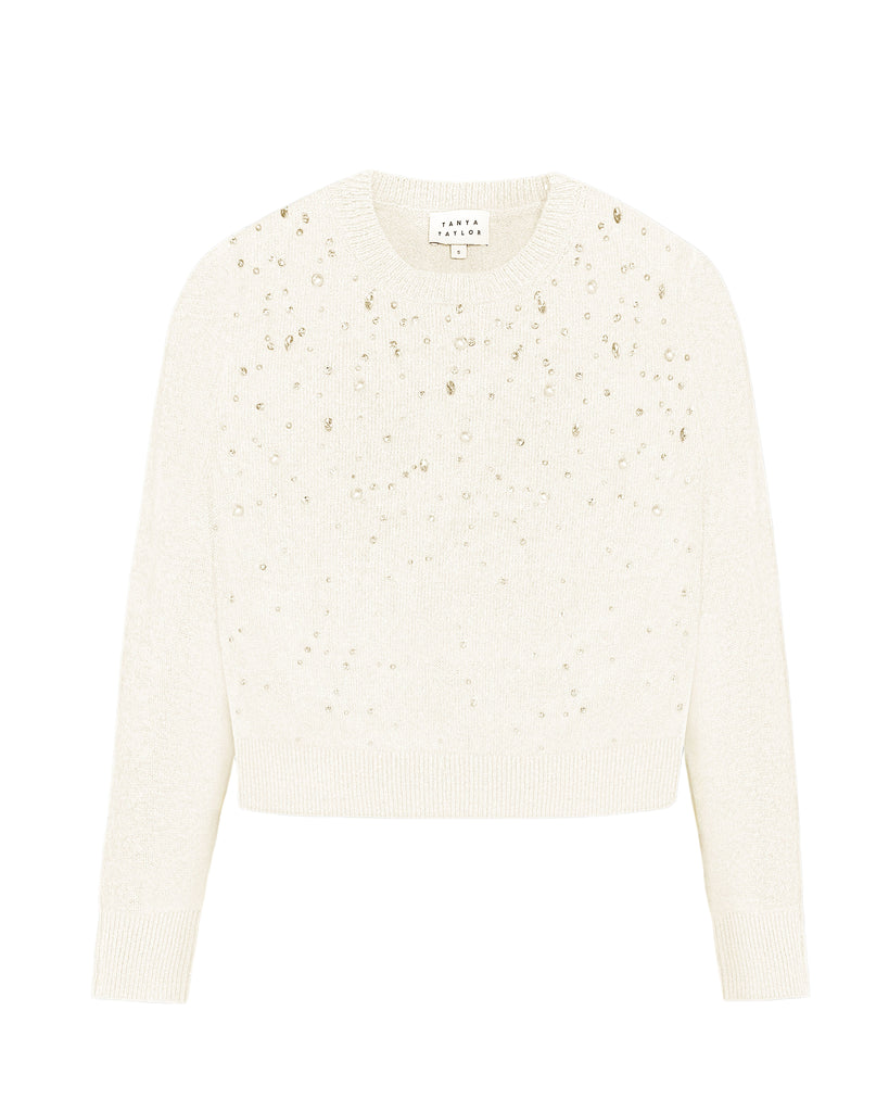 Lexia Embellished Sweater in Cream