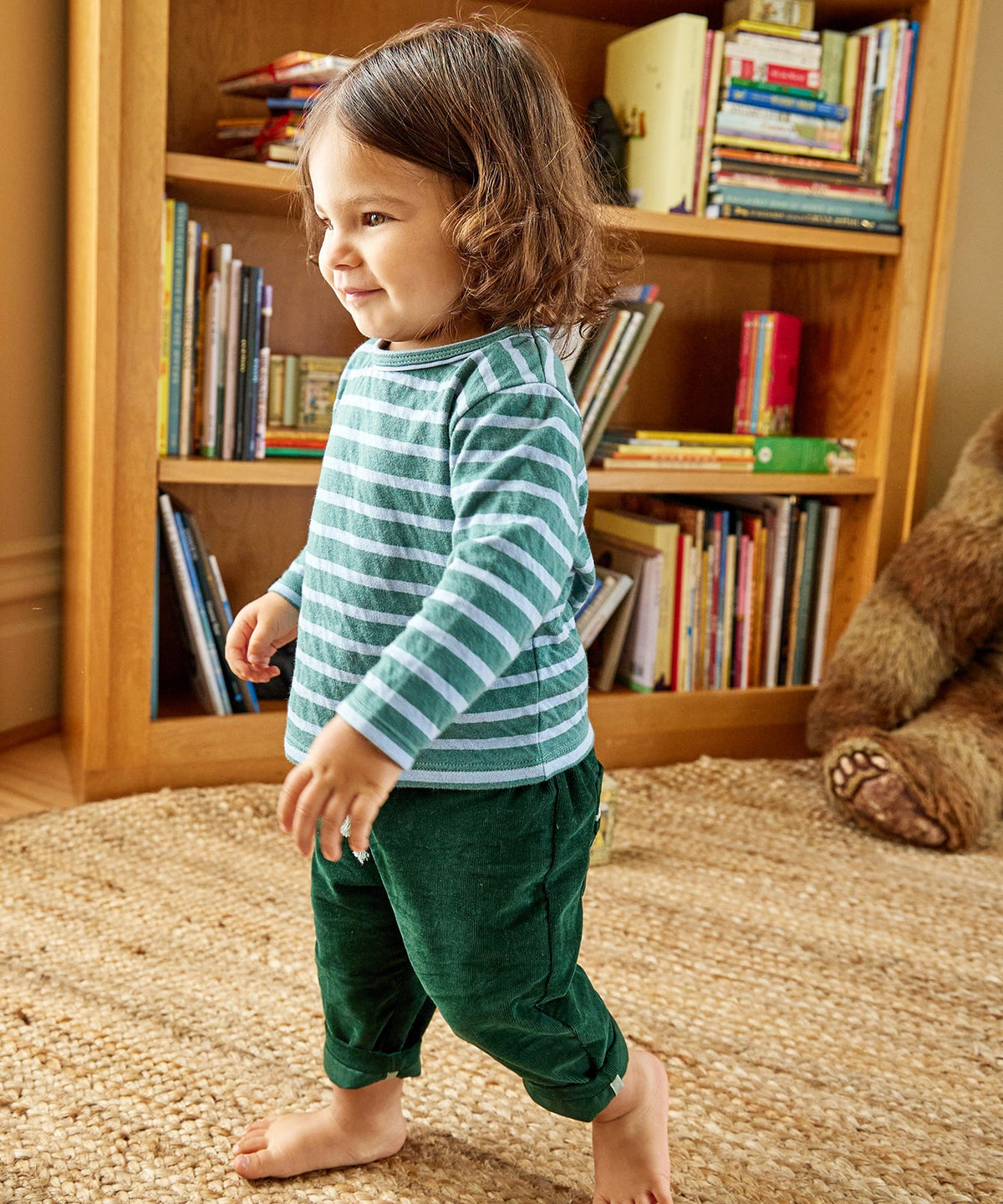 Edward Baby T-Shirt in Forest Stripe