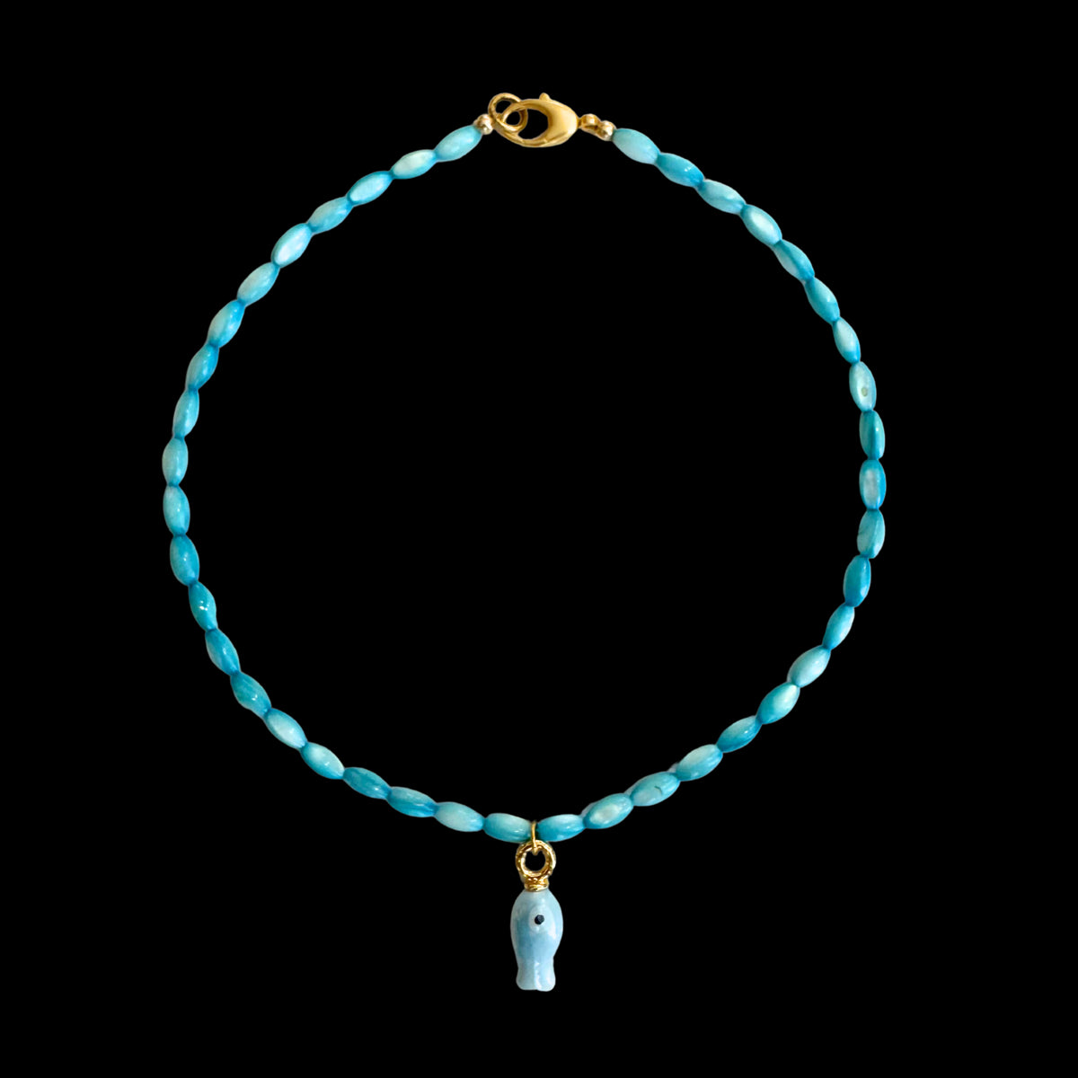 Light Blue Beaded Fish Necklace